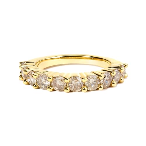 Haus of Brilliance 14K Yellow Gold Plated .925 Sterling Silver 2.0 Cttw Round Brilliant Cut Diamond 10 Stone Anniversary Band Ring (J-K Color, I1-I2 Clarity) - Size 8