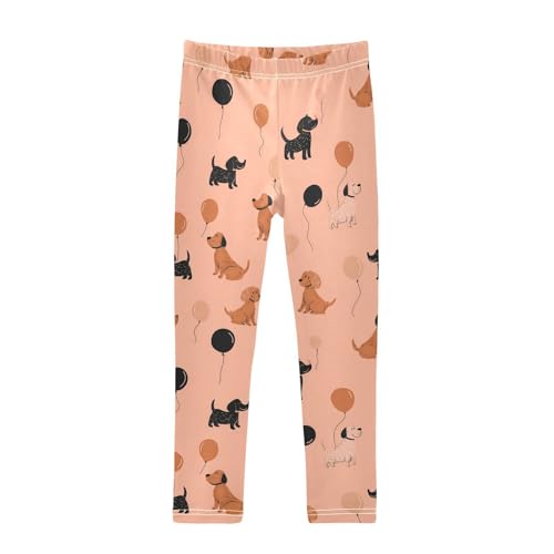 Cartoon Dog Balloon Girls Leggings Ultra Soft Compression Yoga Gym Pants for Kids 4-10T