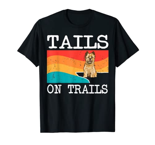 Tails On Trails Cairn Terrier Cane Divertente Escursione Maglietta