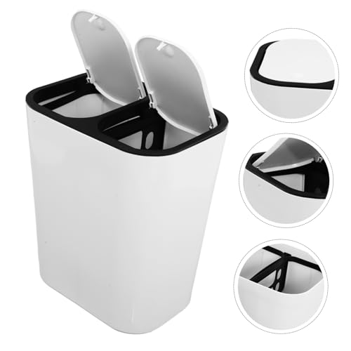 Caneca de basura reciclaje con doble compartimento blanca miniatura 3