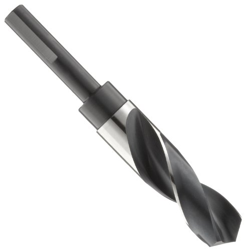 Authentic Crazy Deals Precision Twist R57 High Speed Steel Reduced Shank Drill Bit, Uncoated (Bright) and Black Oxide Finish, 1/2" Reduced Shank, 118 Degree Conventional Point, 1"