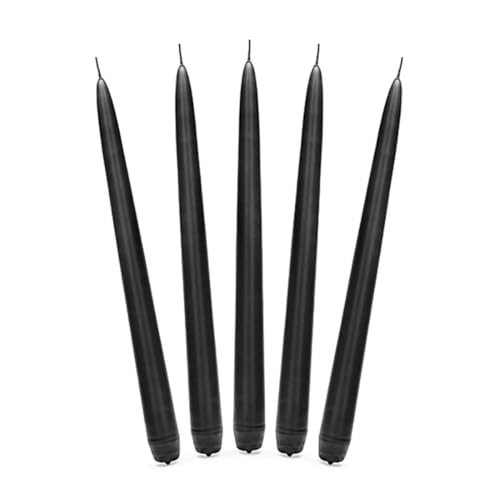 PartyDeco Spitzkerze Schwarz 24cm 10Stk.