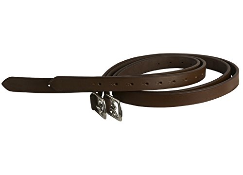 Pets2Care Étrier robuste en cuir véritable pour cheval - Noir et marron - Full (152,4 cm) - COB (137,2 cm) - Boucle en SS de poney (marron, complet (152,4 cm) thumbnail