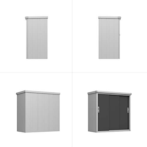 GFP Geräteschrank Metall 150x75x150 cm Gartenschrank wetterfest mit Schiebetür in anthrazit inkl. Fußboden – Bild 3