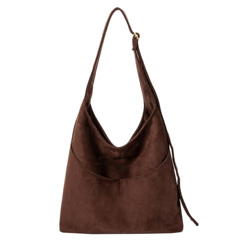 JANSBEN Handtasche Damen Wildlederoptik, Schultertasche Umhängetasche