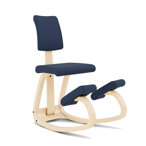 Varier Variable Plus Naturale/Blu Sedia Ergonomica Kneeling Posturale con Schienale Home Office 10 Anni Garanzia