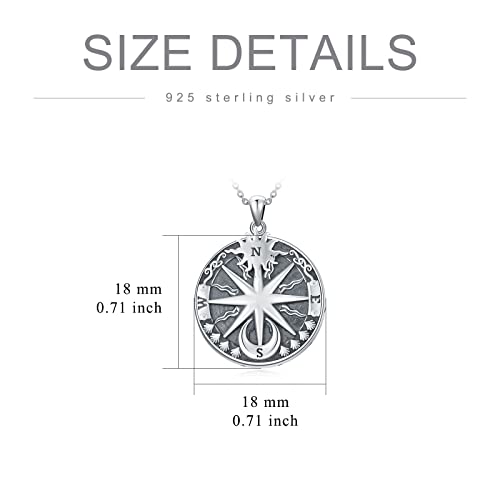 Proess Compass Locket Necklace Sterling Silver Sun And Moon Compass Locket Pendant Necklace Compass Jewelry Gifts For Women Men Graduation #TOP5