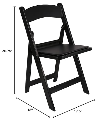 Image of BTEXPERT Resin Folding Chair Vinyl Padded Seat Indoor Outdoor Lightweight Set for Home Event Party Picnic Kitchen Dining Church School Weddings- 2 Black
