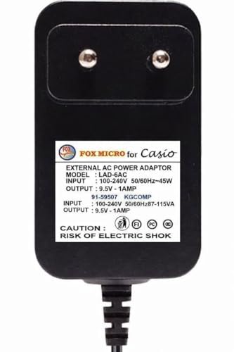 Image of 9.5V AC Adapter Charger Power Supply for Casio AD-E95100L Synthesizer Keyboard SA76 SA77 SA46 SA47 SA78 LK-120 LK-125 LK-127 LK-160 LK-165 LK-240 LK-247 LK-280 CTK-240 CTK-245 CTK-1100 CTK-1150