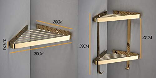 Étagère de douche d'angle en laiton deux tablettes flottantes - 2
