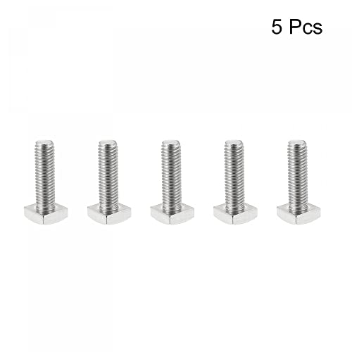 Image of uxcell Square Head Bolt, 5pcs M8x25mm Fully Thread 304 Stainless Steel Grade C Square Machine Screws