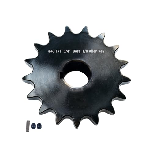 Image of #40 Sprocket 17T 3 /4 inch Bore Hardened Black Oxide | 1045 steel, high-frequency hardened teeth, black oxide finish, 2 set screws & key. For ANSI #40 roller chain.