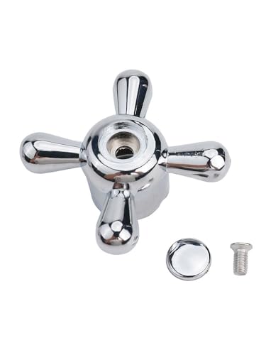Confezione da 2 manopole in lega per rubinetti da bagno e cucina, diametro 8 mm, valvola a 20 denti, ricambio per rubinetto, finitura argentata, 69 x 31 x 27 mm