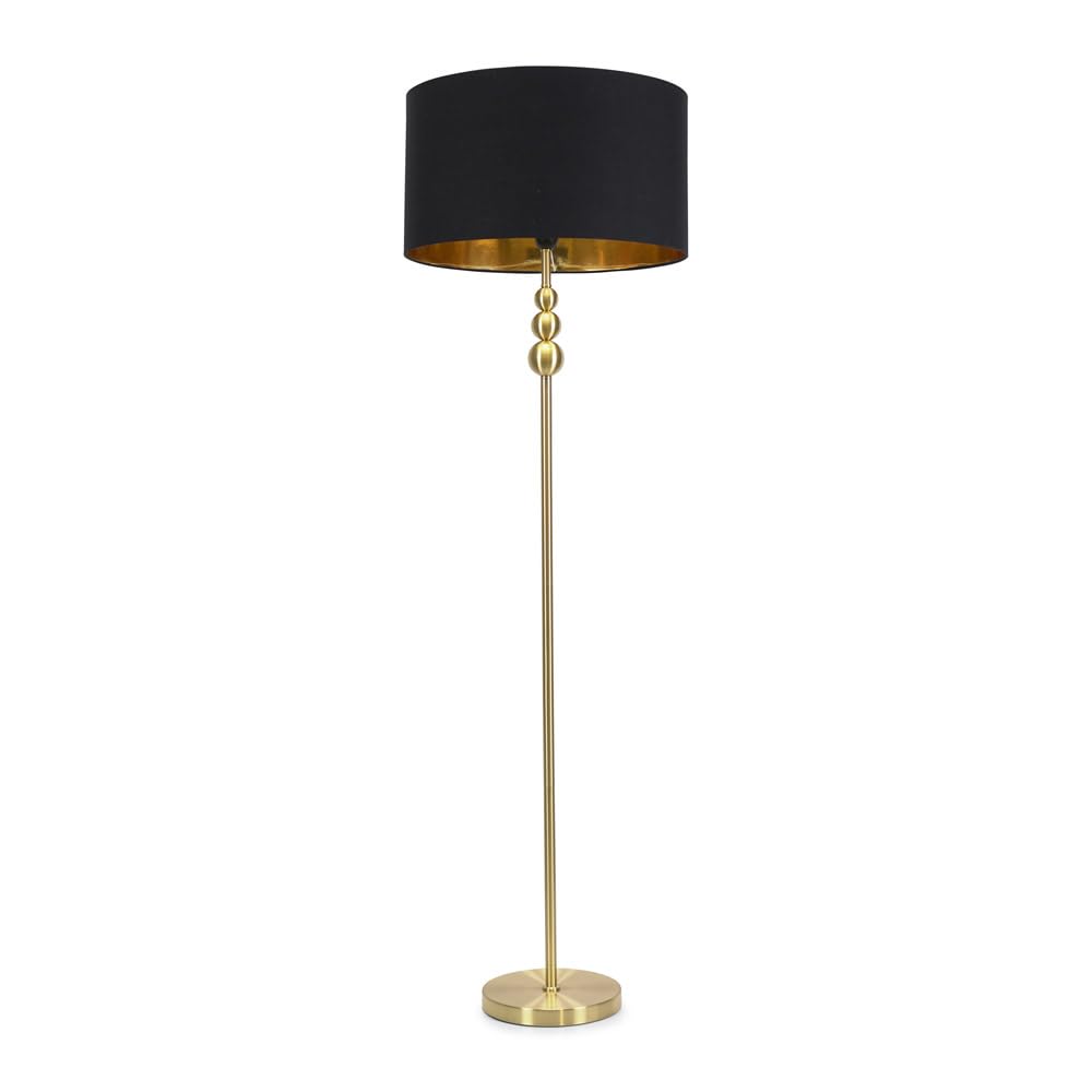 ValueLights | Gold Stacked Ball Single Stem Standing Floor Lamp with Black/Gold Shade | Floor Lamps & Torchieres, Home Décor & Improvement Essential