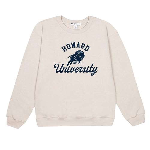 Suburban Riot Howard University Official Classic Script Willow Women's Long Sleeve Fleece Sweatshirt (X-Small) Cream