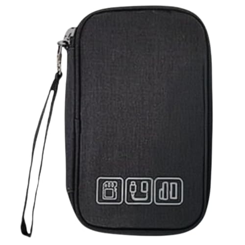 Estojo Organizador de Cabos e Acessórios Eletrônicos Compacto Impermeável e Portátil com Zíper (Preto)