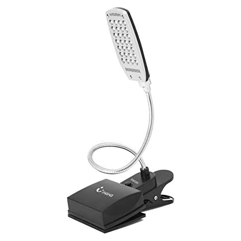 IHAHA Book Light for Reading in Bed,Clip on LED Book Lights, USB/DC and AA Battery Operated Portable Desk Lamp,3 Brightness Levels for Bookworms,Kids,Piano Player,Camping,Travel (Black) Cover