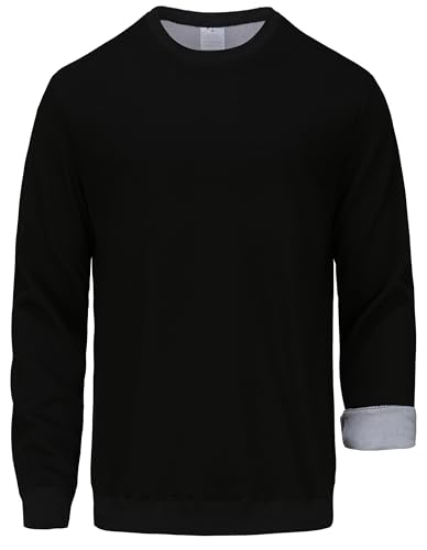 Men's Heavy Weight Crew Neck Sweatshirt Soft Fleece Lined, Long Sleeve Classic Warm Pullover Basic Top
