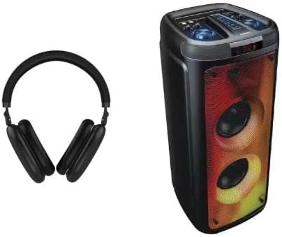 BLAUPUNKT DJ Outdoor Set mit 300W Bluetooth Lautsprecher und Kopfhörer kabellos Bluetooth Over Ear – Partybox mit LED, FM, USB, AUX & Mikrofon