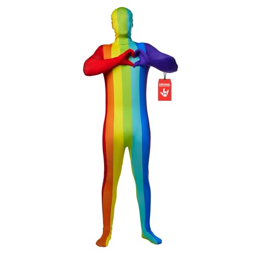 Morphsuits Regenbogen Erwachsenenkostüm, Regenbogen Halloween Kostüm Erwachsene, Zentai Regenbogen Anzug, Pride Outfit Morph Anzüge Erwachsene, Mehrfarbig, L