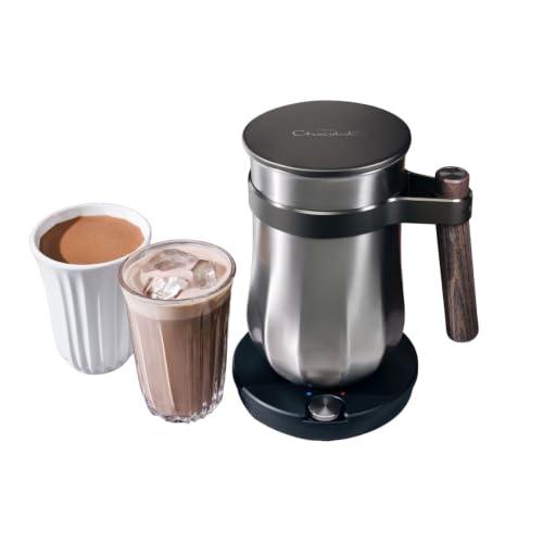 Image of Hotel Chocolat Hot Chocolate Maker - Velvetiser Hot & Cold Drinking Chocolate Machine, Includes Mug & Glass, Pewter Edition, Luxury Gift