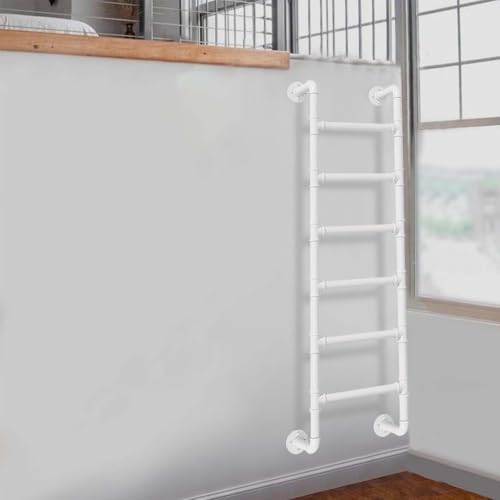 Escalera de pared para literas de ático, 100-300 cm, antideslizante, de metal, para altillo o buhardilla, escalera recta de hierro forjado negra, escalera de escape de incendios, capacidad de carga