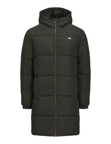 Doudoune longue homme JJ REBEL Jrebrebel Logo manteau d'hiver matelassé noir