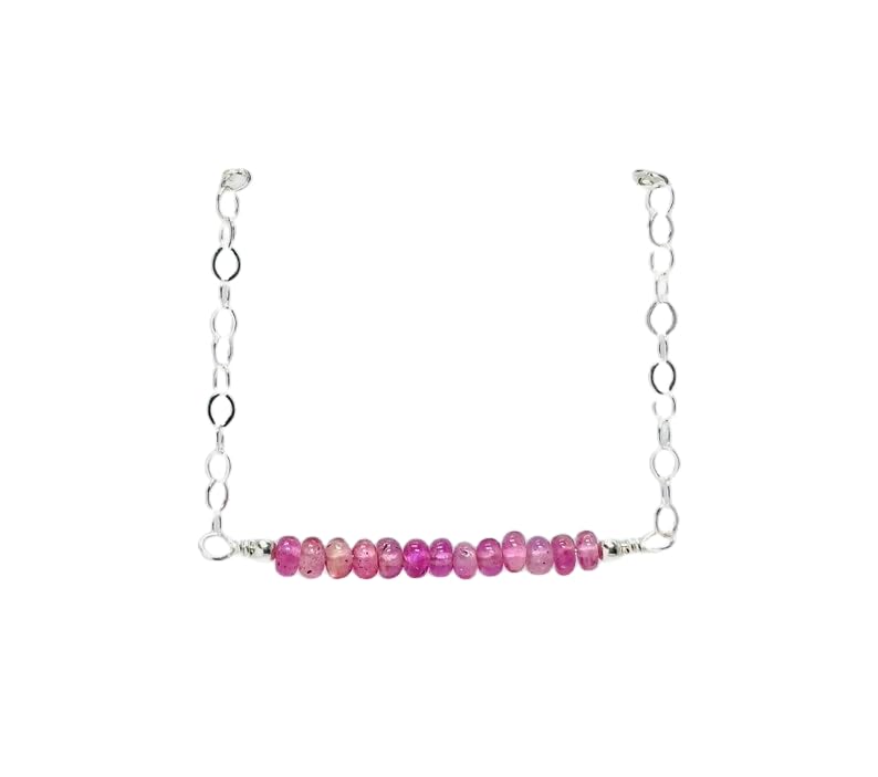 Bracelet saphir rose en argent massif 925 minimaliste