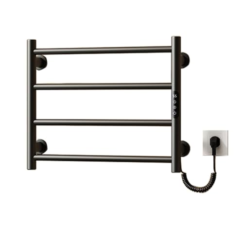 TYMYW Toallero Electrico Baño con Termostato Calefacción por Fibra de Carbono Radiador Toallero Electrico Pared Inteligente,Negro
