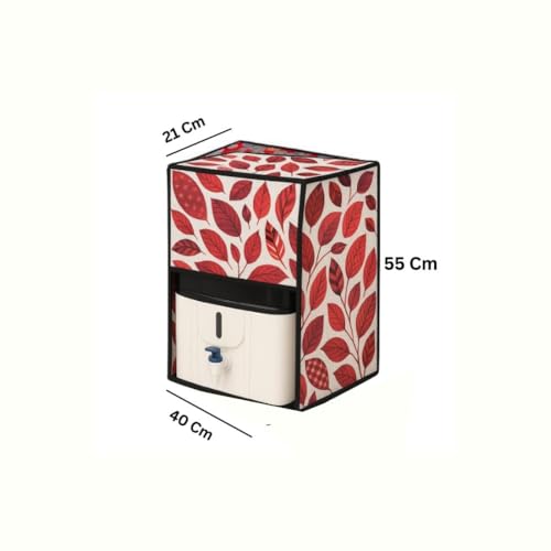 Image of KALRA MAGIC RO Water Purifier Cover - Waterproof & Dustproof Body Protector for Kent Grand & Pulse Aqua, Durable Water Filter Protection, Red Leaf Print