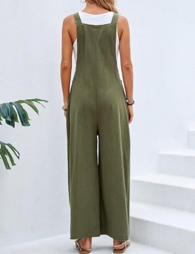 idealsanxun wide leg overalls for womens casual cotton linen baggy loose maternity summer beach jumpsuits romper