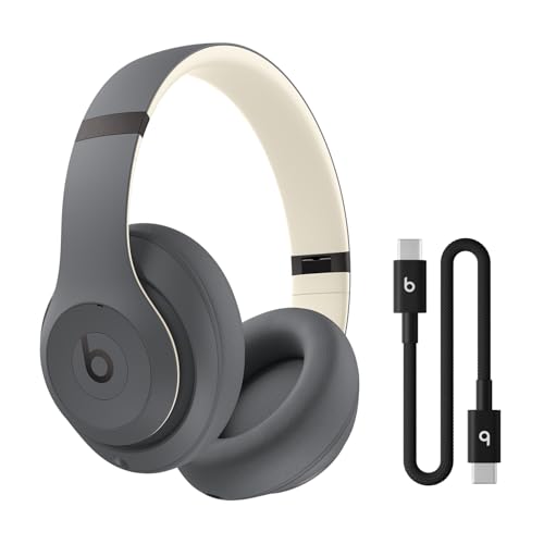Image of Beats Studio Pro - Wireless Bluetooth Noise Cancelling Headphones, Sand Gray with USB-C Charging Cable (20 cm) - Jet Black