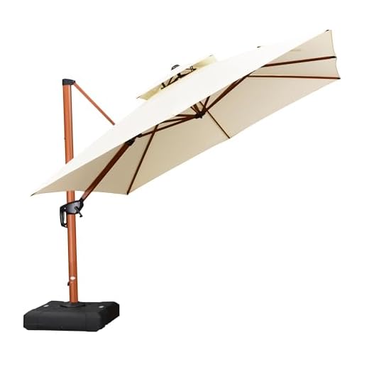 PURPLE LEAF 10ft Patio Umbrella Outdoor Square Umbrella Large Cantilever Umbrella Windproof Offset Umbrella Heavy Duty Sun Umbrella for Garden Deck Pool Patio, Cream