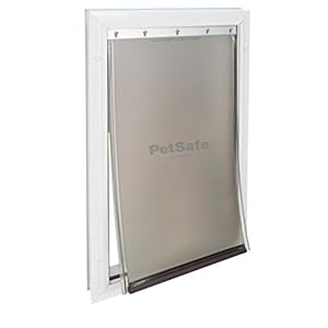 PetSafe Aluminium hondenklep en kattenklep, flexibele klep en aluminium frame, magneetsluiting beperkt tocht, 2 sluitopties, incl. sluitplaat, huisdieren tot 45 kg, maat L