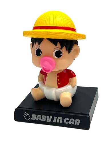 Image of AUGEN Super Hero Monkey D Luffy Baby Action Figure Limited Edition Bobblehead with Mobile Holder for Car Dashboard, Office Desk & Study Table (Pack of 1)