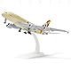 QIYUMOKE 1/300 Metallflugzeugmodell für Etihad A380 für Airbus A380 Modellflugzeug mit Ständer (7.5 Zoll lang) Ausstellungsdekoration für Luftfahrtbegeisterte.