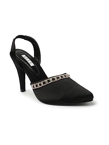 ELLE Womens Stiletto Heel Mule Stylish Sandal Black (B0CBP5QCXC) Amazon Price History, Amazon Price Tracker