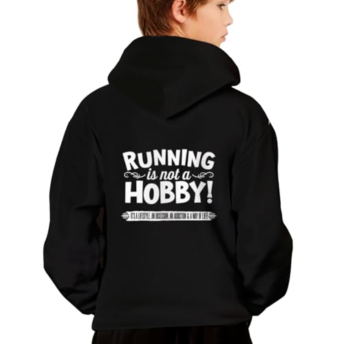 Funny Retro Running Is Not A Hobby Gym Fitness Hoodies for Teen Girls Boys Lightweight Kangaroo Pocket Sweatshirt2