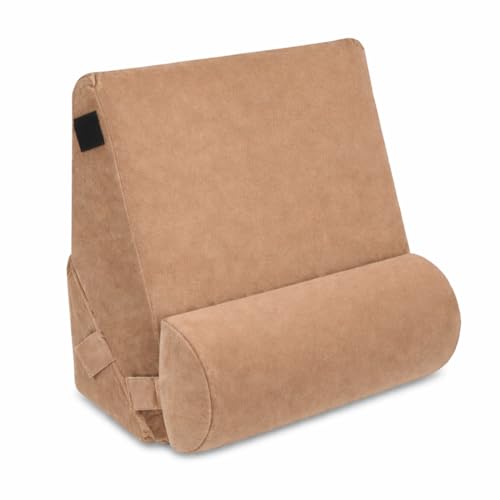 Image of Adjustable Memory Foam Wedge Pillow with Head Rest, Multi-Purpose Back & Leg Support Cushion for Bed & Sofa, Soft Removable Washable Cover, Durable Design - 56 x 53 x 38 CM (Light Brown)