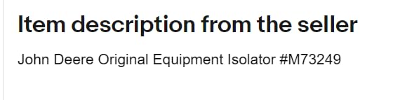 JunShape Original Equipment Isolator #M73249?Replacement for John Deere OEM