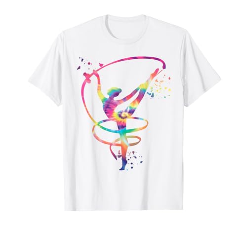 Floor Gymnastics Team Equipment Gimnasta con banda para niñas y niños gimnasia rítmica Camiseta Multicolor Manga larga Talla S Unisex-niños Jersey con diseño de salpicaduras pintura teñido anudado