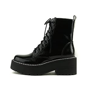 Soda FLING Women Chunky Lug Sole Lace up Fashion Combat Ankle Boot w/Side Zipper