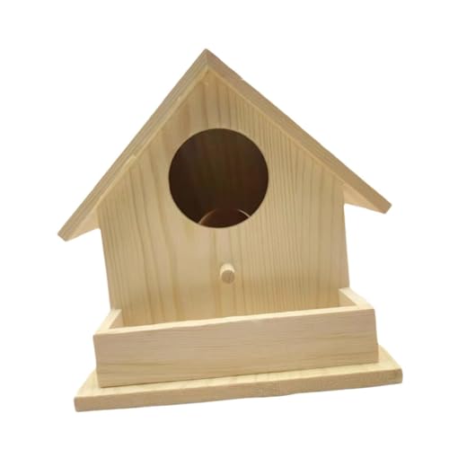 MYCENSE 、カントリーネストボックス、屋外、バルコニー、、、ツバメ用の吊り下げ箱が付いた木製の鳥の家