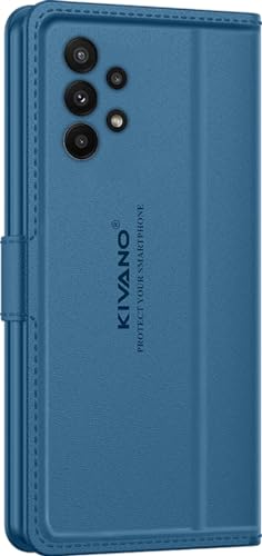 Image of KIVANO LUXE Compatible for Samsung Galaxy A23 5G Luxury Handmade Leather Magnetic Flip Folio Case | Card Holder & Kickstand | Slim Protective Cover | Unisex - Blue