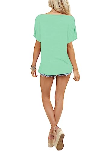 Infitty Sexy Womens Off The Shoulder Tops Batwing Sleeve Solid Basic Tunic Sweatshirts Blue Green X-Large #TOP4