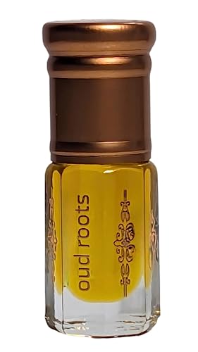 Roots Oud Perfume Oud Oil Blend (جذور العود) by Ghuroob Oud | 3ml Bottle Velvet Pouch Included | Oud, Wood, Amber, Patchouli Notes | Authentic Arabic Attar Perfect for Ramadan or Eid