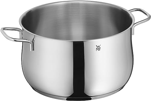 WMF Diadem Plus Garnek Indukcyjny do Mięsa 24 cm Wysokości 6,5 L, Szklana Pokrywka, Polerowana Stal Nierdzewna Cromargan, Niepowlekany