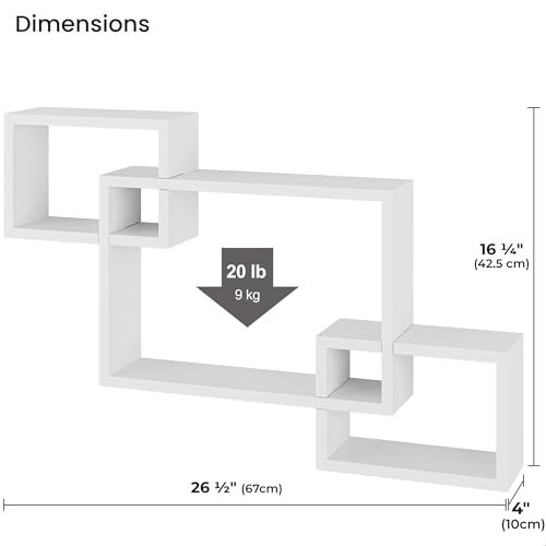 Ballucci 00071 Cube Floating Shelves, 3 Square Interlocking Decorative Wall Shelf, Geometric Box Shelves thumb #2