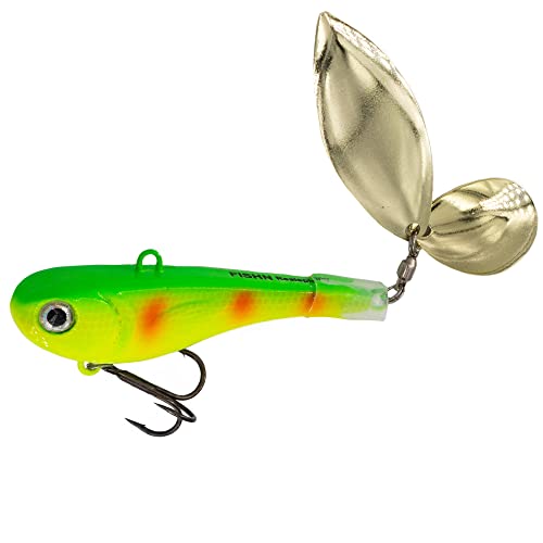 FISHN®Grumpy Spinner, Jig Spinner - bait, artificial bait for fishing for pike cod, perch, trout and pike-perch (30g, Lemon)