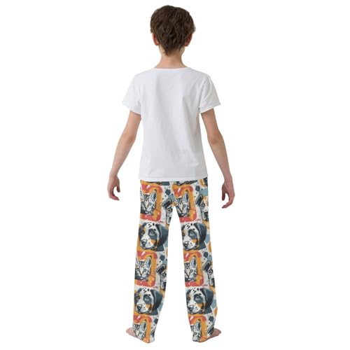 Pajama Bottoms, Puppy and Kitten Faces Pattern Pajamas Pant Lounge Wear Sleep Long Pants Casual Sleepwear Pjs3